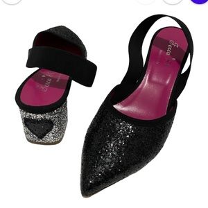 Ferca 81 Italian Made Glitter Heart Stilettos Slingback Pump Size 40